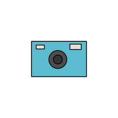 Blue camera flat vector icon isolated on a white background.