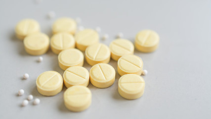 Sedative pills close-up painkiller tablets shot