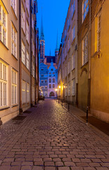 Fototapeta na wymiar Gdansk. Old narrow medieval street.