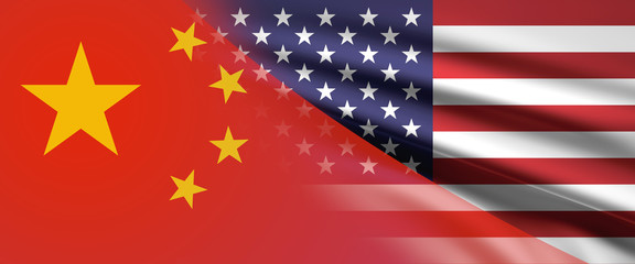 creative mix background of China and USA 3d-illustration
