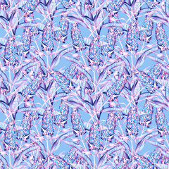 Lilac flower, seamless pattern, template.