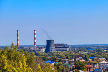 Fototapeta na wymiar View of thermal power station in Vladimir, Russia