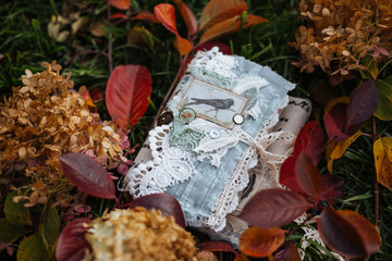 Notepad is handmade on the autumn grass