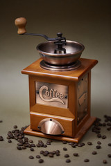 manual coffee grinder with coffee beans