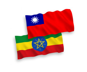 Flags of Ethiopia and Taiwan on a white background