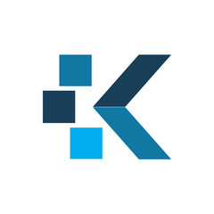 letter k pixel square logo design