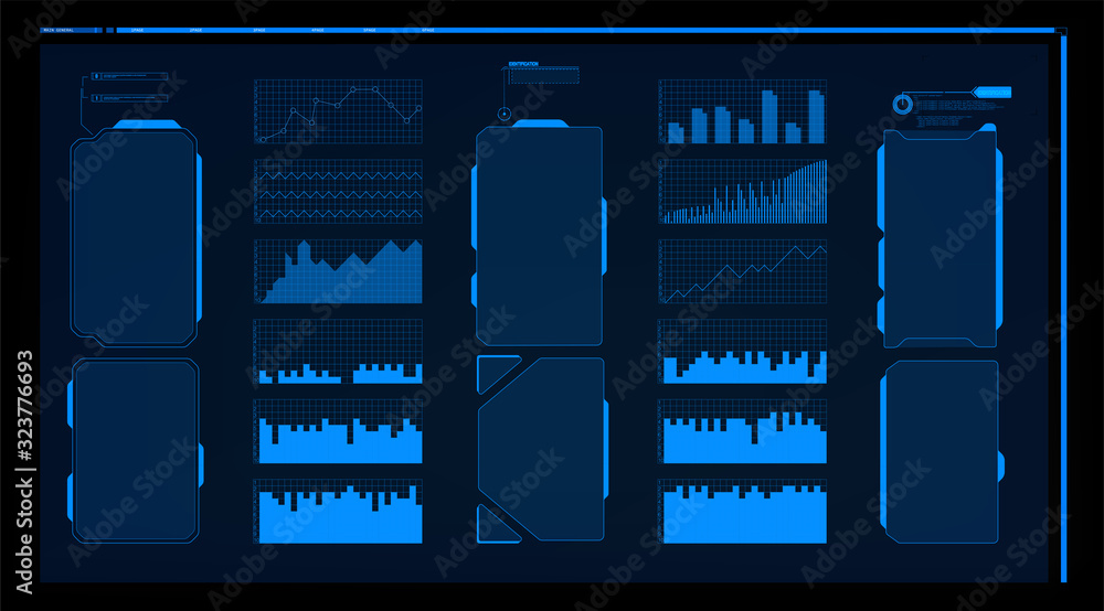 Poster warning frame. abstract tech design blue and red futuristic frame in modern hud style background. ab