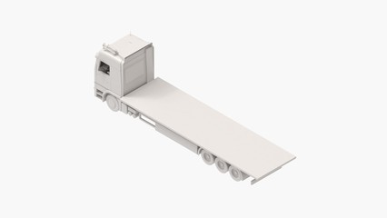 3D rendering of a computer generated white truck and trailer isolated on white