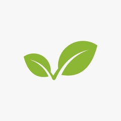 green leaf  vector icon, green leaf ecology nature element vector design on white background