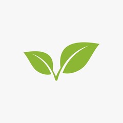 green leaf  vector icon, green leaf ecology nature element vector design on white background