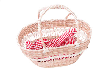 Obraz premium Wicker basket with handles isolated on a white background