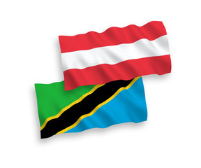 Flags of Austria and Tanzania on a white background