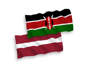 Flags of Latvia and Kenya on a white background