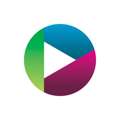 creative color circle play media video record logo design