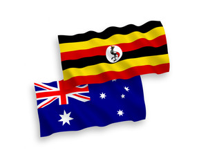 Flags of Australia and Uganda on a white background