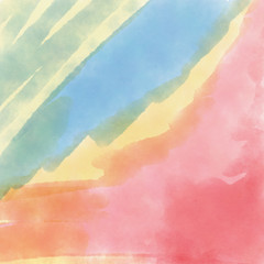 abstract background painted with watercolor and oil paint brush strokes and splashes and stains blue, yellow and pink