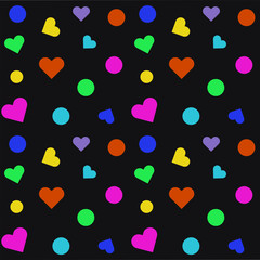 Bright multicolored classic hearts - pattern - vector. Congratulation. Mothers Day. Valentine's day.