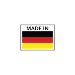 Made in germany badge with flag elements. germay product emblem, Vector illustration