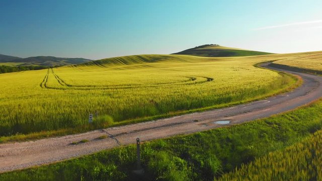 Typical landscape of hills in Tuscany, Italy. Aerial view