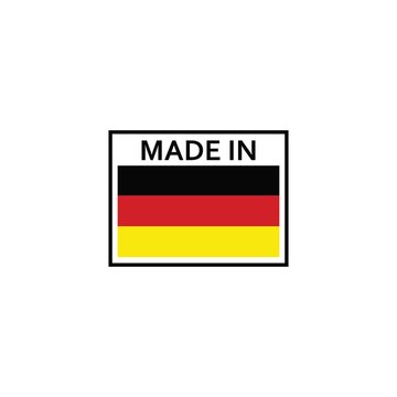 Made in germany badge with flag elements. germay product emblem, Vector illustration