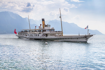 Cruiser ship, Geneva lake, Switzerland - obrazy, fototapety, plakaty
