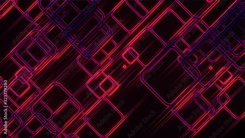 Aufkleber abstract glow squares and lines, computer generated. 3d rendering of web background