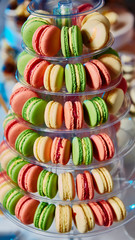 Selection of decorative desserts on buffet table at catered event