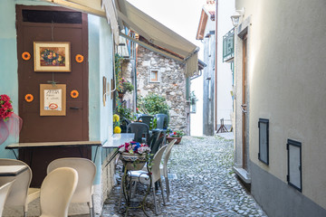 Narrow streets on Isola Bella, Italy