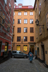 Fototapeta na wymiar View of one of the streets in the center of Stockholm.