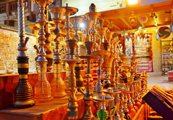 hookah, smoking, shop, asia, egypt, gold, bronze, metal shine