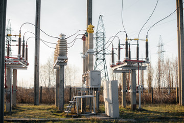 Electrical substation equipment. Transformers, disconnectors. Power engineering