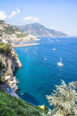 View to the Amalfi coastline, Italy