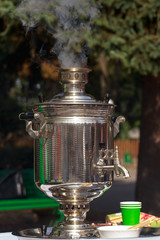 Bronze samovar in nature