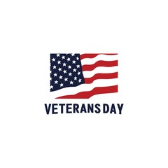 Vector illustration of American veterans day, November 11 with flag