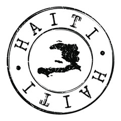 Haiti Map Silhouette Postal Passport Stamp Round Vector Icon Design Travel.