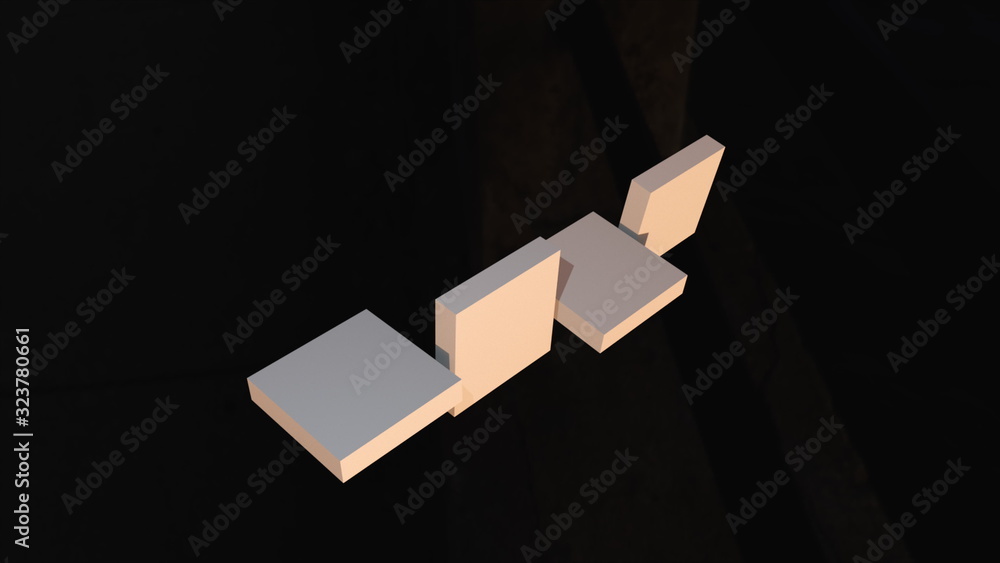 Poster 3d render of transformation of a cube into square parts. shape change. computer generated abstract g