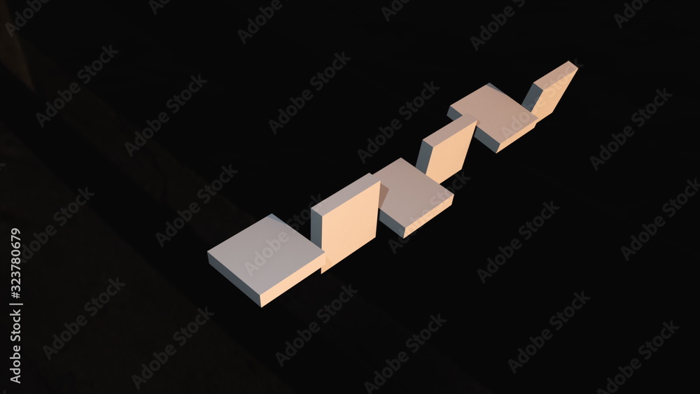 Aufkleber 3d render of transformation of a cube into square parts. shape change. computer generated abstract g
