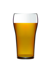 Glass of beer. Colorful realistic icon for pub menu design.