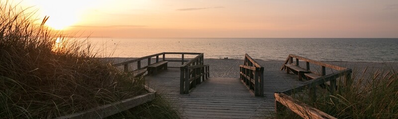 Fototapeta premium boardwalk to the sand beach, panorama, banner