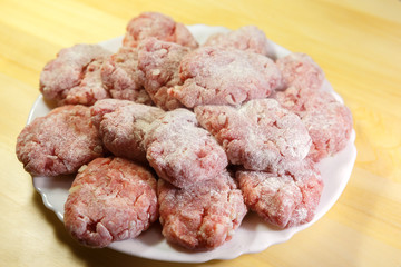 Raw cutlets from fresh minced meat