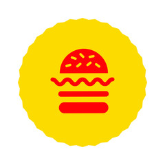 hamburger burger red and yellow stamp symbol vector