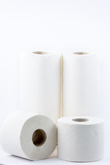 A large white toilet paper roll for use in bathrooms or kitchens, used for cleaning dirt in the bathroom on white background