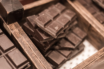 piece milk chocolate bar on a shop counter