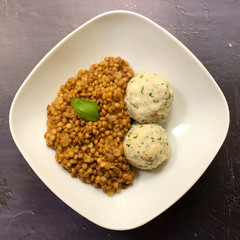 Delicious, vegetarian lentil stew with dumplings.