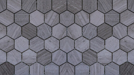 Gray modern tile mirror made of hexagonal tiles texture background