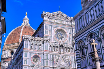A daytime view of the Florence Cathedral located in Florence, Italy.