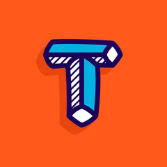 T letter impossible shape flat logo.