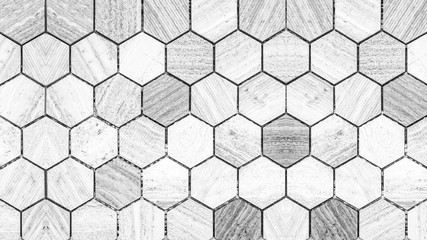 White gray modern tile mirror made of hexagonal tiles texture background