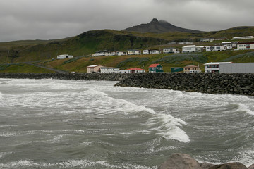 Iceland, 2008, June, Town on a beach in windy overcast weather in Iceland