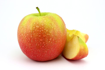 Apple fruit with slices isolated on white background.